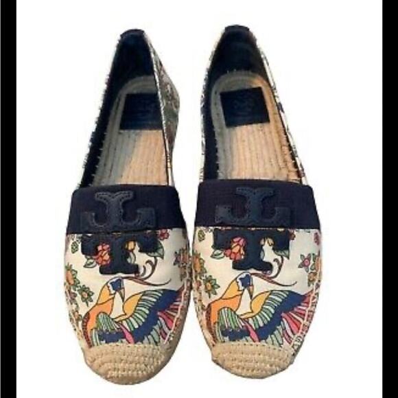 TORY BURCH Weston Flat Espadrille  Promised Land/Royal Navy 57785 Size 8 - Picture 3 of 10